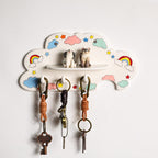 Porte-clés Arc-en-ciel Nuage Lunatique Portrait d'Animal 3D Chien Chat Crochet Mural Peint à la Main Céramique