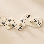 Crochet mural en céramique à pois noeud ondulé crème, 27 cm, 4 crochets, organisateur d'entrée