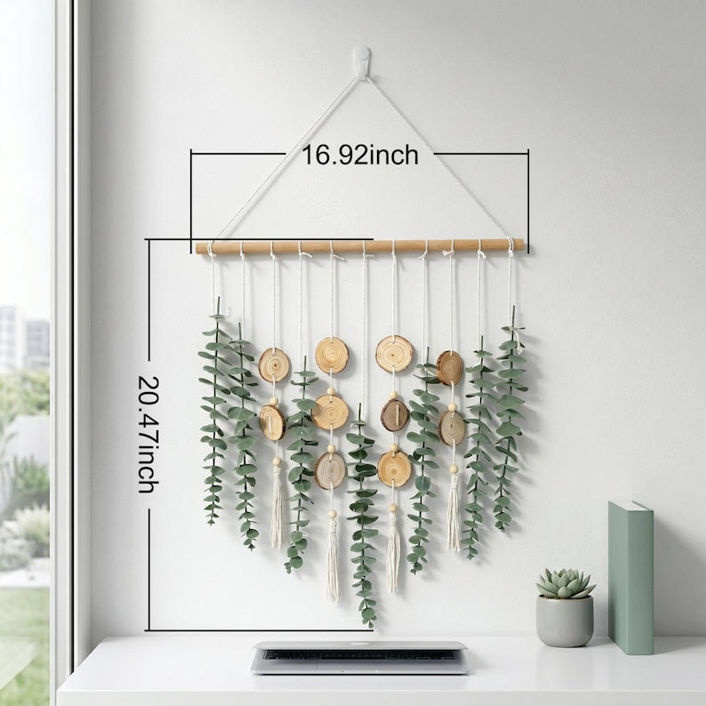 Décoration murale bois d'eucalyptus tranche de bois botanique rustique suspendue art mural minimaliste