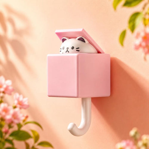 3er-Set selbstklebende Wandhaken mit Kawaii-Katzenmotiv für Handtücher, Schlüssel, leichte Accessoires