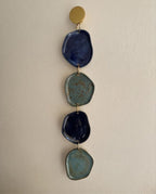 Ensemble de médaillons muraux en céramique bleue – Décor mural doré fait main