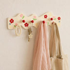 Porte-manteau mural céramique floral rouge 27 cm