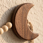 Suspension murale en macramé en forme de lune – Tenture bohème croissant de lune avec franges en coton