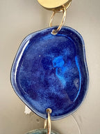 Ensemble de médaillons muraux en céramique bleue – Décor mural doré fait main