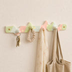 Porte-manteau mural en céramique pastel à rayures ondulées, crochets pour entrée, rose, vert, bleu