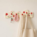 Porte-manteau mural céramique floral rouge 27 cm