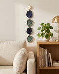 Ensemble de médaillons muraux en céramique bleue – Décor mural doré fait main