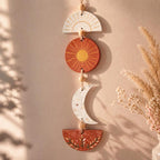 Suspension murale Soleil & Lune – Décoration bohème en argile autodurcissante