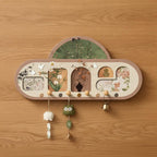 Range-mural en bois à motifs floraux avec crochets