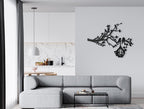Décoration murale 3D branche d'hirondelle en bois