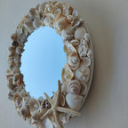 Miroir rond coquillage blanc style bord de mer 27 cm