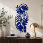 Abstrakte botanische Metallwandkunst – Moderne florale Wanddekoration, minimalistische Metallskulptur