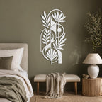 Abstrakte botanische Metallwandkunst – Moderne florale Wanddekoration, minimalistische Metallskulptur