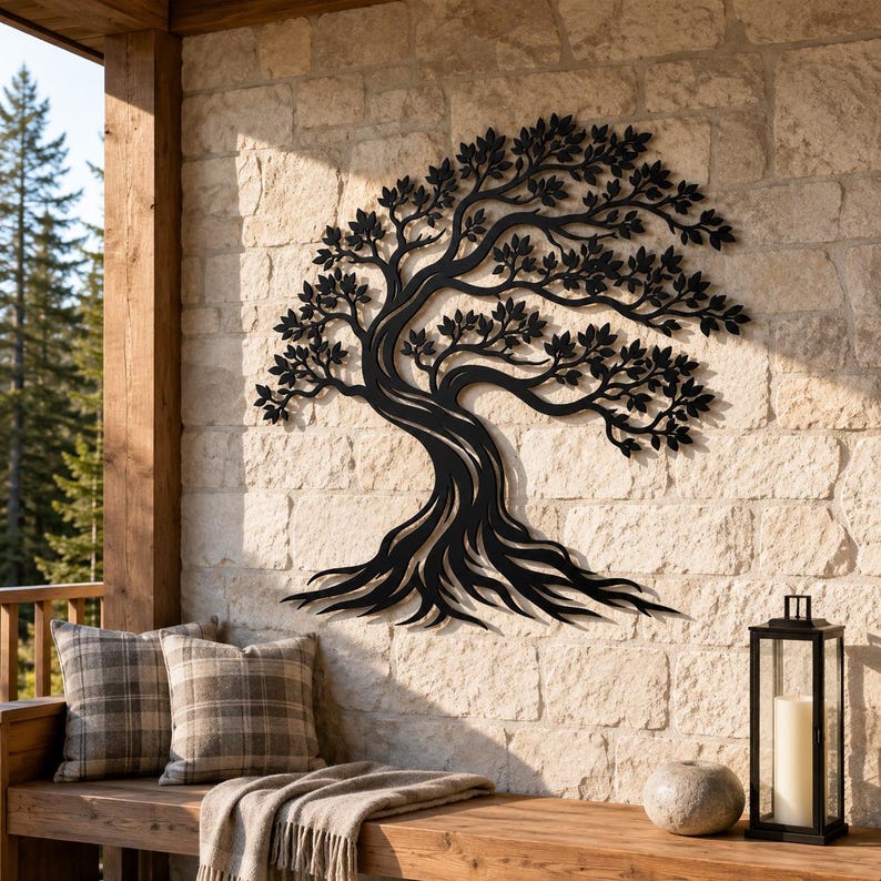 Lebensbaum-Wandbild aus Metall – Naturinspirierte Baumdekoration für Wand und Wohnraum