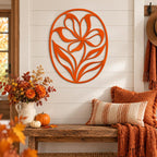 Wanddekoration aus schwarzem Metall mit Blumenmotiv, moderne botanische Wandkunst