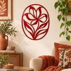 Wanddekoration aus schwarzem Metall mit Blumenmotiv, moderne botanische Wandkunst